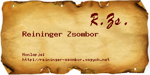 Reininger Zsombor névjegykártya